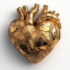 Poster - A realistic heart isolated on a background, accompanied by a group of transparent luxury gold love icons, serves as a romantic element for Valentine's Day greeting card design