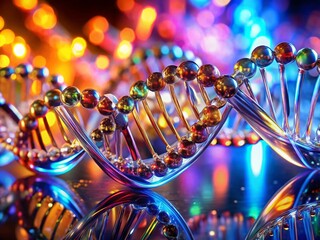 Poster - Macro Photography: Glass DNA Strand, Genetic Code, Science, Helix, Biotechnology