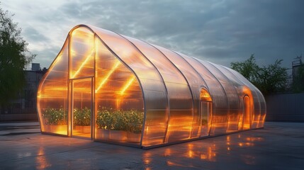 Poster - greenhouse that expands and contracts to regulate temperature
