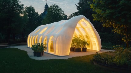 Poster - greenhouse that expands and contracts to regulate temperature