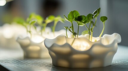 Poster - plant nursery that optimizes space and light exposure for seedlings.