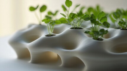 Poster - plant nursery that optimizes space and light exposure for seedlings.