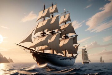 Wall Mural - Ship in sea