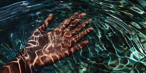 Wall Mural - Submerged Hand in Rippled Water