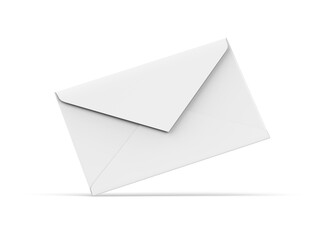 Sticker - Blank white baronial envelope mockup on isolated white background, 3d illustration