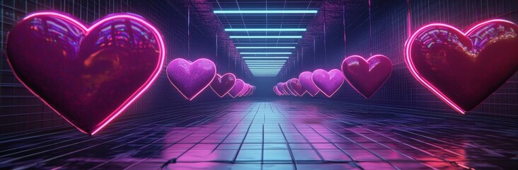 Poster - Modern illustrations of creative patterns often incorporate abstract bokeh backgrounds with blurred pink hearts, ideal for romantic wallpaper, Valentine's Day greeting cards, and wedding decorations