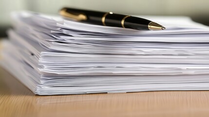 Poster - business documents and a pen on a clean desk, suggesting a focused work atmosphere.