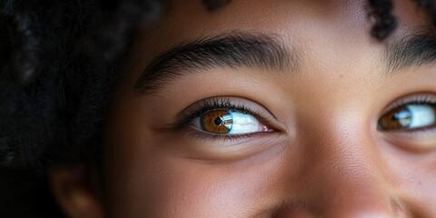 Wall Mural - Close-up of Brown Eyes and Partial Face