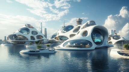 Poster - underwater city built with ai-driven flood prevention and deep-sea energy harvesting.