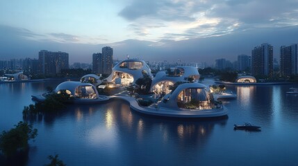 Poster - underwater city built with ai-driven flood prevention and deep-sea energy harvesting.