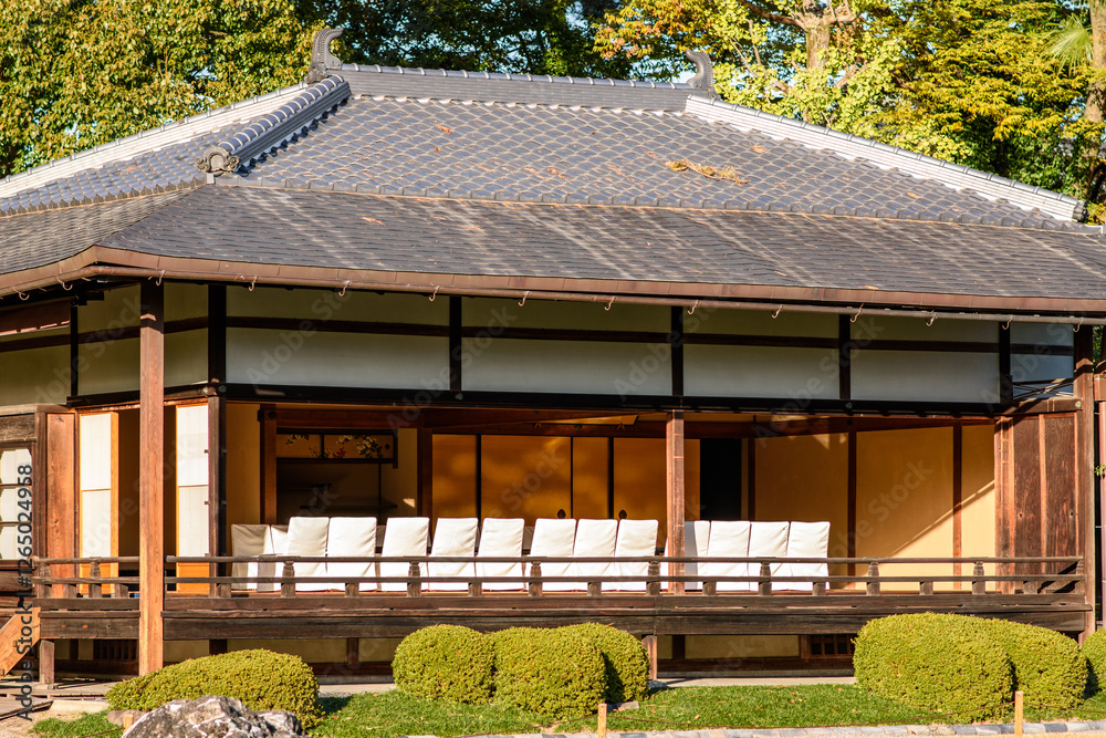 Old Japanese Tokugawa Shogun residence of Nijo castle in Kyoto city ...