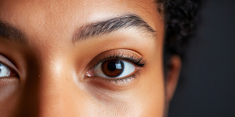 Close-up of Brown Eye and Eyebrow on Brown Skin