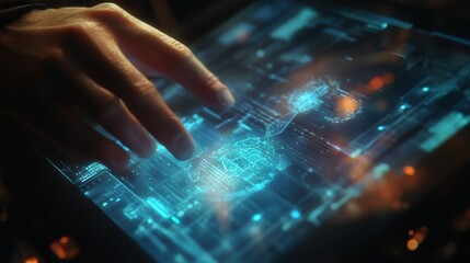 Poster - holographic communication device that projects real-time 3D images.