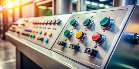 Poster - Minimalist Control Panel: High-Tech Machinery Safe Operation with Simple Button & Knobs