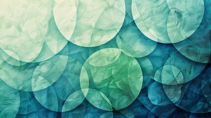Poster - an abstract background with overlapping circles in shades of green and blue.