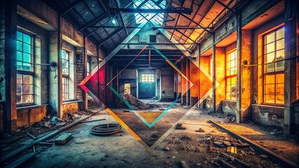 Poster - Minimalist Infographic Frame: Urban Exploration Photography - Abandoned Building Interior