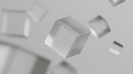 Aufkleber - 3d rendering of transparent block or cube geometric on white background