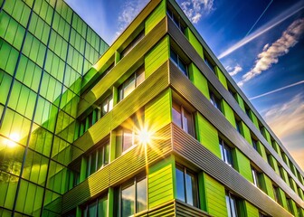Poster - Modern Avocado Green Building Exterior Architectural Photography