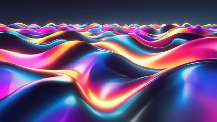 Fototapete - Bright, colorful light waves with a smooth, flowing motion on a dark gradient background. A conceptual visual representing transformation, progress, and technological advancements