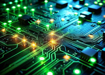 Poster - Night Photography: Adaptable Digital Transformation Solution - Glowing Circuit Board