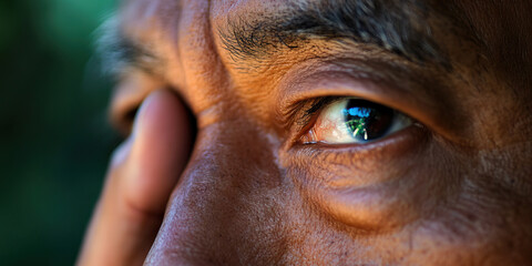 Poster - Close-up Photograph of an Elderly Person's Eye and Face