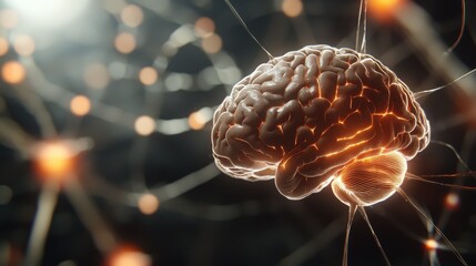 Poster - Exploring neural networks brain functionality and connectivity digital realm scientific abstract environment macro view innovative concepts