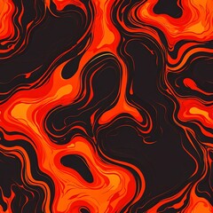 Wall Mural - Abstract Fiery Swirls: A Digital Painting of Molten Lava-Like Textures in Vivid Orange and Black