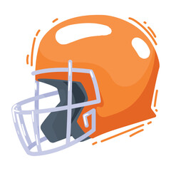 Vector image of American football helmet icon with white background