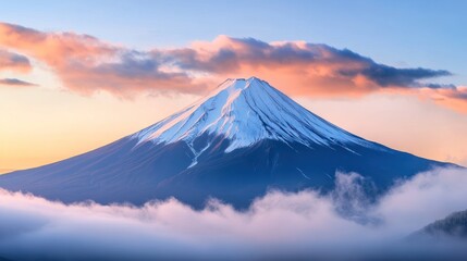 Sticker - Majestic Mount Fuji Sunrise, Japan; Cloudscape