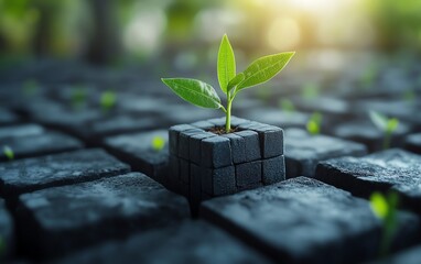 modern entrepreneurial success visual, showcasing scalable solutions, innovative technology, and eco