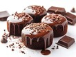 © EpicFade - Decadent Chocolate Cakes with Glossy Ganache and Shavings on a Clean White Background