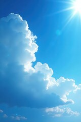 Wall Mural - Deep azure sky, scattered cirrus clouds, sunlit, beauty, sunny