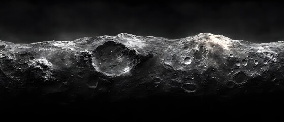 Wall Mural - dramatic lunar surface with impact craters and dark sky evoking space exploration theme