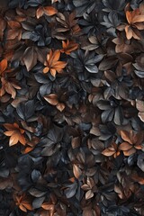 Wall Mural - dark moody autumn leaves background texture.