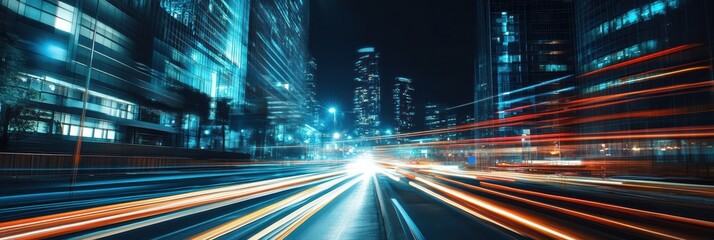 Responsive interface development showcased through vibrant city lights at night