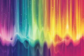Poster - Vibrant abstract background featuring rainbow colors, vertical stripes and wavy shapes.