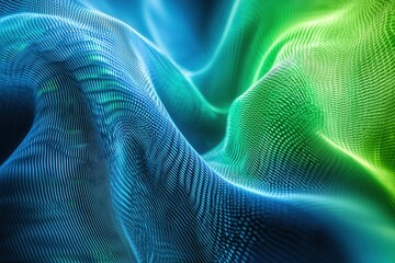 Poster - Dynamic flowing abstract background with blue and green gradient mesh.
