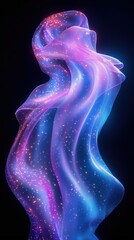 Poster - Surreal ethereal fabric with sparkling particles suspended in air symphony of radiant light and delicate texture against black background