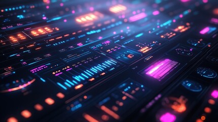 Aufkleber - futuristic interface display dynamic data visualizations with vibrant neon accents indicating complex data analysis