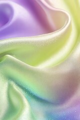 Poster - Soft pastel iridescent silk fabric texture with gentle folds and waves.