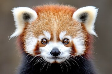 Wall Mural - Close-up portrait of an adorable red panda facing the camera.