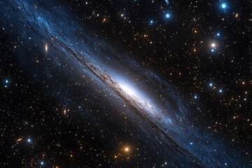 Wall Mural - stunning spiral galaxy with bright core and dust lanes in deep space.
