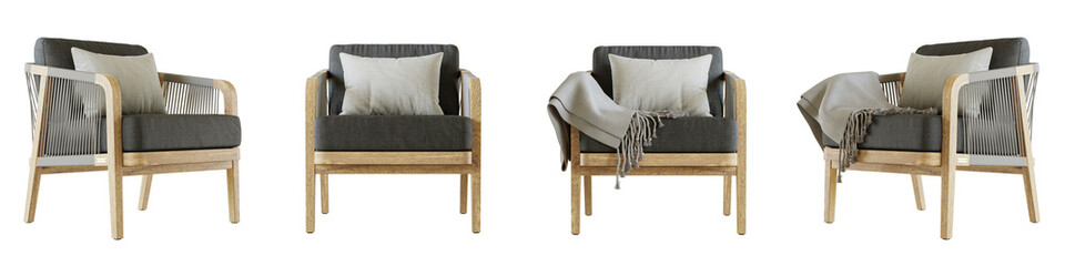 Poster - Armchair set isolated on transparent background. 3D render. 3D illustration.