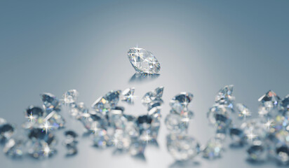 Poster - Diamonds group placed on glossy background 3d Rendering Soft Focus	
