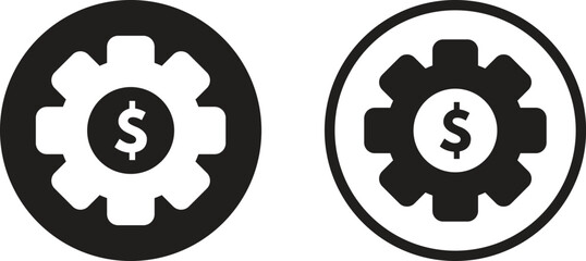 Poster - dollar gears icon set in two styles . cogwheel with dollar sign .