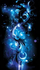 Poster - abstract swirling blue shapes with highlights, clean lines, and vivid color, vector illustration