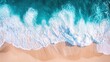 © Mariquita vector - Waves crashing on sandy beach during sunny day with clear turquoise water and gentle foam surf