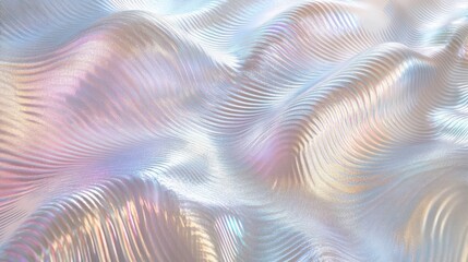 Poster - abstract iridescent texture with soft pearl waves and sheen effects