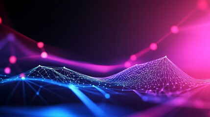 Aufkleber - Abstract visualization of digital waveforms with vibrant color and network connections