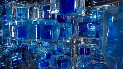 Canvas Print - Blue Glass Cubes Reflection